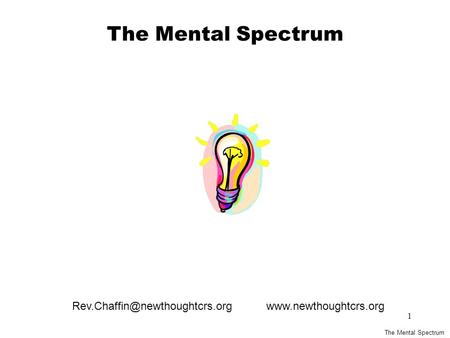 1 The Mental Spectrum