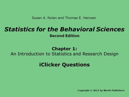 Statistics for the Behavioral Sciences