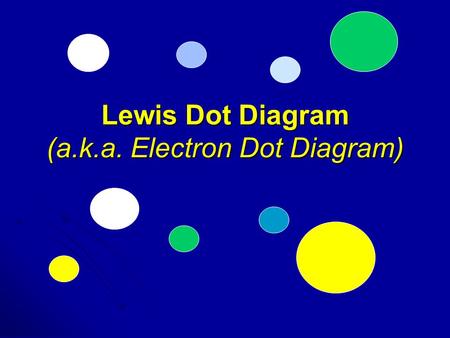 Lewis Dot Diagram (a.k.a. Electron Dot Diagram). Lewis Dot Diagram is… Asimplified way to draw valence electrons electrons for an element. What What are.