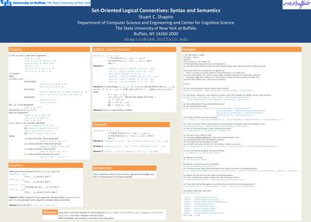 Set-Oriented Logical Connectives: Syntax and Semantics Stuart C. Shapiro Department of Computer Science and Engineering and Center for Cognitive Science.