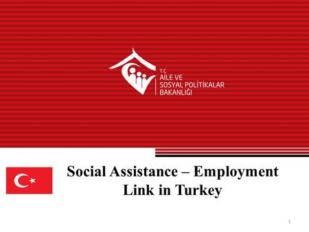 Social Assistance – Employment Link in Turkey 1. Population: 77.695.904 Labor Force: 28.970.000 Employment participation rate: % 50,5 Unemployed: 3.096.000.