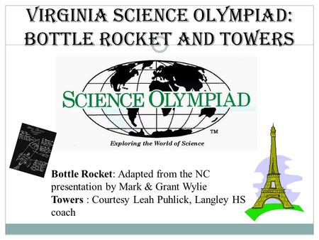 Virginia Science Olympiad: Bottle rocket and towers