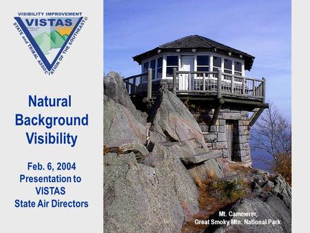 Natural Background Visibility Feb. 6, 2004 Presentation to VISTAS State Air Directors Mt. Cammerer, Great Smoky Mtn. National Park.