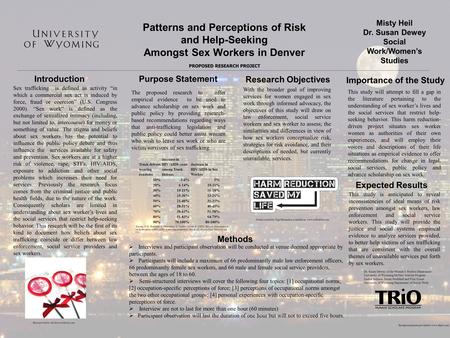 Patterns and Perceptions of Risk and Help-Seeking Amongst Sex Workers in Denver Misty Heil Dr. Susan Dewey Social Work/Women’s Studies PROPOSED RESEARCH.