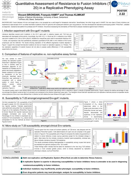 Institut für medizinische Mikrobiologie Basel Quantitative Assessment of Resistance to Fusion Inhibitors (T- 20) in a Replicative Phenotyping Assay Vincent.