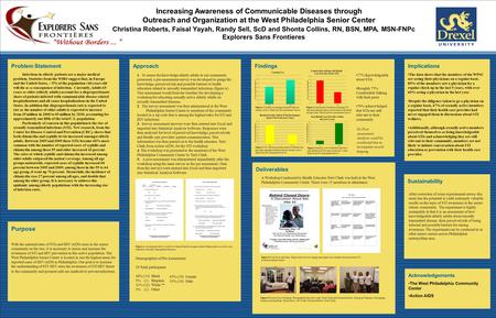 Christina Roberts, Faisal Yayah, Randy Sell, ScD and Shonta Collins, RN, BSN, MPA, MSN-FNPc Explorers Sans Frontieres Acknowledgements The West Philadelphia.