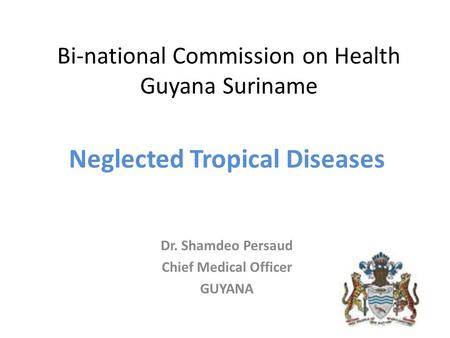 Bi-national Commission on Health Guyana Suriname Neglected Tropical Diseases Dr. Shamdeo Persaud Chief Medical Officer GUYANA.