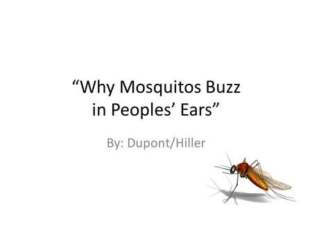 “Why Mosquitos Buzz in Peoples’ Ears” By: Dupont/Hiller.