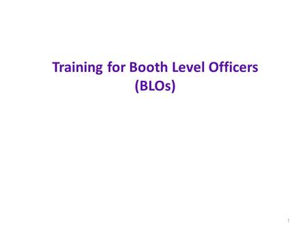 Training for Booth Level Officers (BLOs)