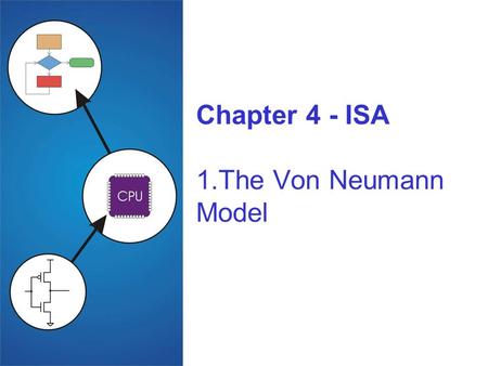 Chapter 4 - ISA 1.The Von Neumann Model. 4-2 The Stored Program Computer 1943: ENIAC Presper Eckert and John Mauchly -- first general electronic computer.