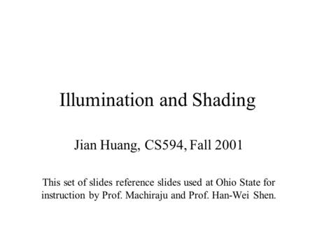 Illumination and Shading