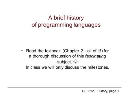 A brief history of programming languages