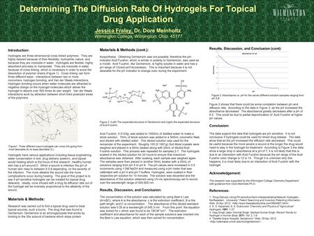 Introduction: Hydrogels are three dimensional cross linked polymers. They are highly desired because of their flexibility, hydrophilic nature, and because.