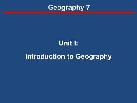 Introduction to Geography