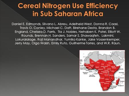 Daniel E. Edmonds, Silvano L. Abreu, Adelheid West, Donna R. Caasi, Travis O. Conley, Michael C. Daft, Birehane Desta, Brandon B. England, Chelsea D. Farris,