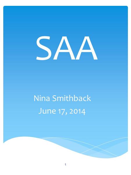 SAA Nina Smithback June 17, 2014 1.  SAA and VA Contact Info and Resources  Approved School Categories and Assigned SAA Consultant  New SAA Catalog.