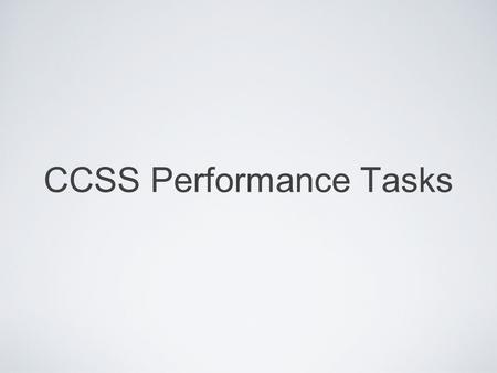 CCSS Performance Tasks