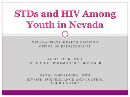 STDs and HIV Among Youth in Nevada