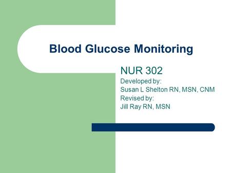 Blood Glucose Monitoring