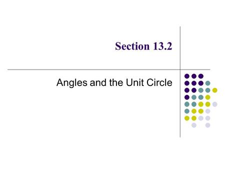 Angles and the Unit Circle