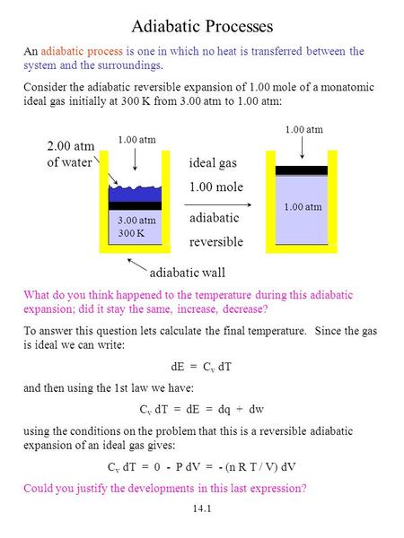 Cv dT = 0 - P dV = - (n R T / V) dV