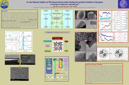 In situ Raman studies on Mo-based mixed oxides during the partial oxidation of propene - an attempt to bridge the “materials gap” - Pablo Beato, Annette.