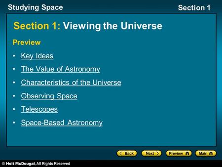 Section 1: Viewing the Universe