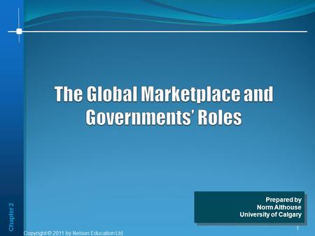 Chapter 2 Copyright © 2011 by Nelson Education Ltd. 1 Prepared by Norm Althouse University of Calgary Prepared by Norm Althouse University of Calgary.