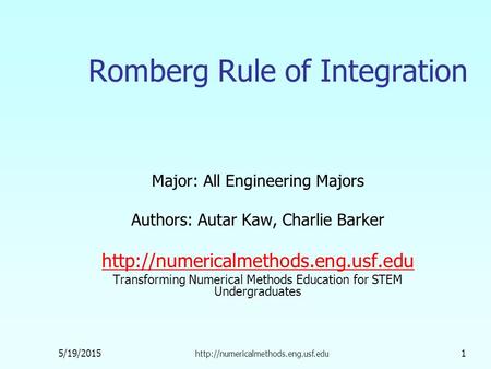 Romberg Rule of Integration