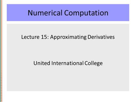 Numerical Computation