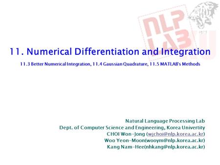 11. Numerical Differentiation and Integration 11