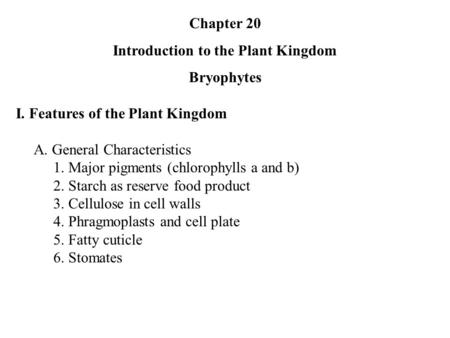 Introduction to the Plant Kingdom