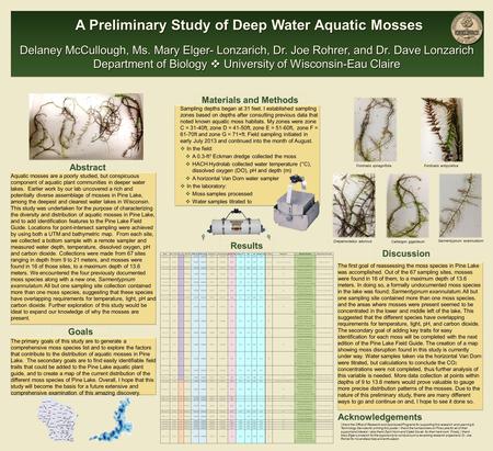 Abstract Delaney McCullough, Ms. Mary Elger- Lonzarich, Dr. Joe Rohrer, and Dr. Dave Lonzarich Department of Biology  University of Wisconsin-Eau Claire.