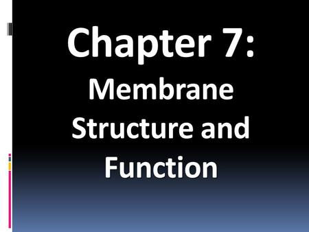 Chapter 7: Membrane Structure and Function