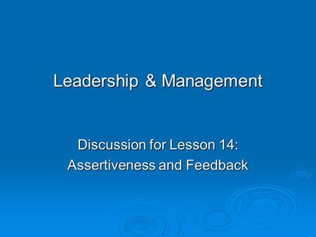 Leadership & Management