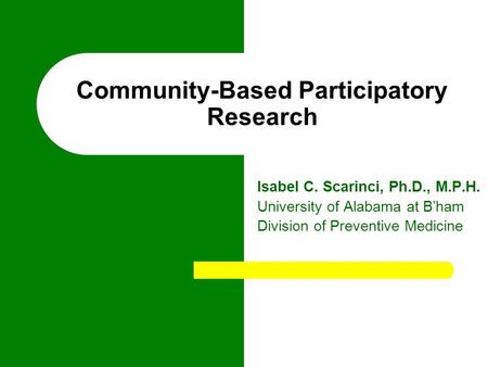 Community-Based Participatory Research