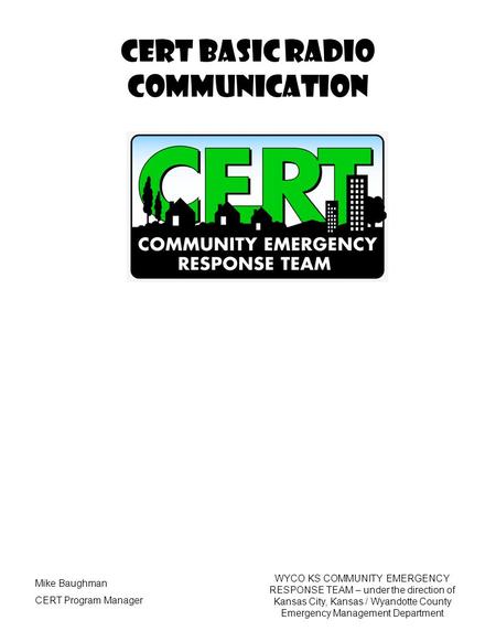 CERT Basic Radio Communication