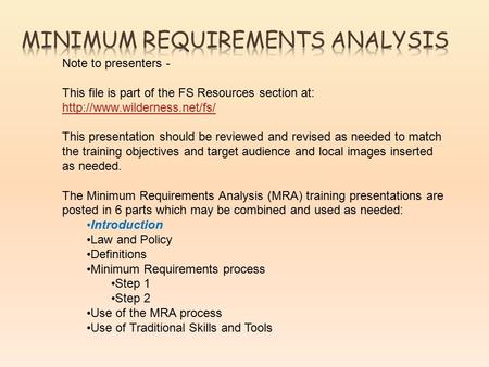 Note to presenters - This file is part of the FS Resources section at:   This presentation should.