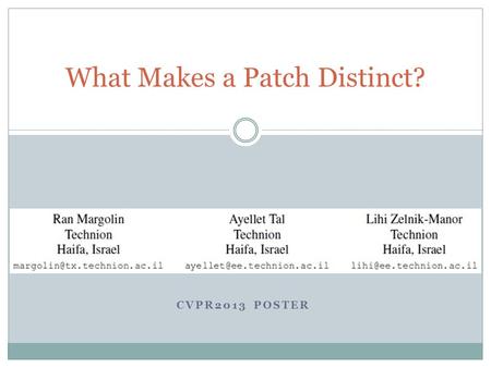 What Makes a Patch Distinct?