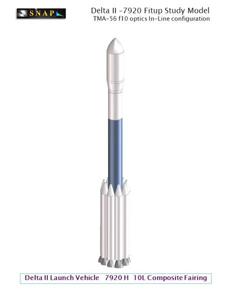 Delta II –7920 Fitup Study Model TMA-56 f10 optics In-Line configuration Delta II Launch Vehicle 7920 H 10L Composite Fairing.