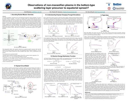 Observations of non-maxwellian plasma in the bottom-type scattering layer precursor to equatorial spread F I. Sounding Rocket Mission Overview References.