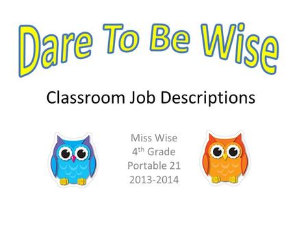 Classroom Job Descriptions