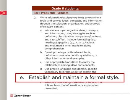 “Make sure you’ve P.I.C.T. the correct style for your writing.” PICTPICT erson nterjections ontractions ransitions First and second are more informal.