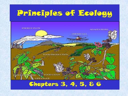 Principles of Ecology Chapters 3, 4, 5, & 6. What is Ecology? Ecology is the study of interactions between organisms and their environment.