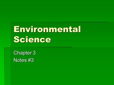 Environmental Science