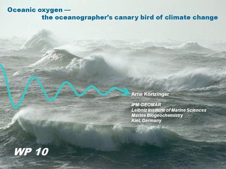 Arne Körtzinger IFM-GEOMAR Leibniz Institute of Marine Sciences Marine Biogeochemistry Kiel, Germany Oceanic oxygen — the oceanographer’s canary bird of.