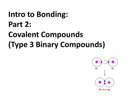 Intro to Bonding: Part 2: Covalent Compounds (Type 3 Binary Compounds)