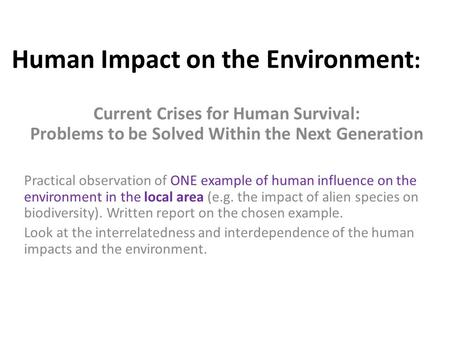 Human Impact on the Environment: