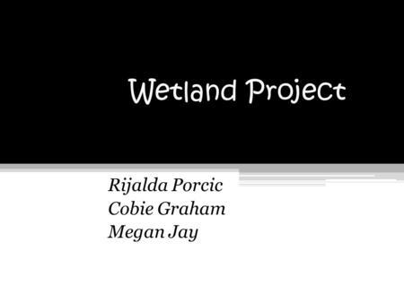 Wetland Project Rijalda Porcic Cobie Graham Megan Jay.