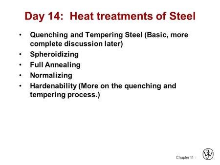 Day 14: Heat treatments of Steel